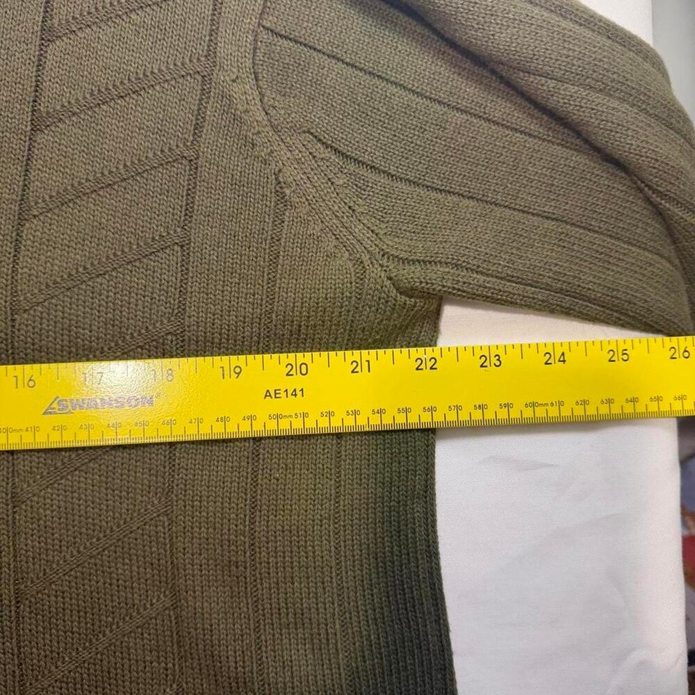 Oscar De La Renta Mens XL Olive Green Full Zip Sweater Sherpa Lined Collar - Picture 5 of 5